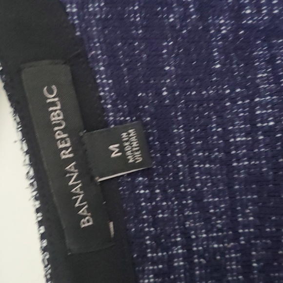 Banana Republic Boucle Ruffle Tweed Top Size Medium Indigo Navy Career - Picture 5 of 8